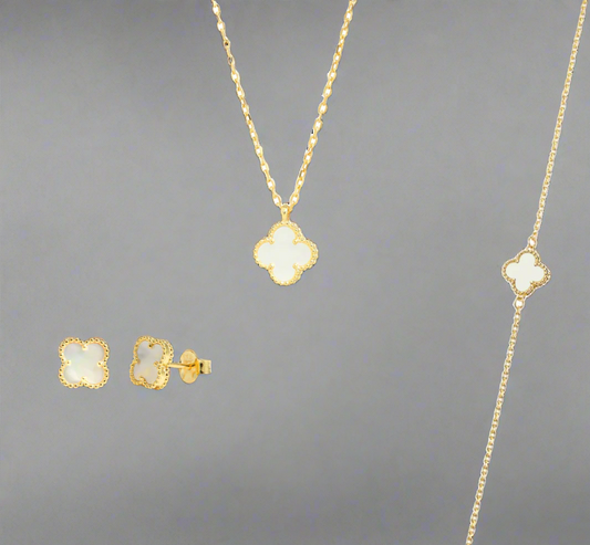 White&Gold Lucky Clover Set